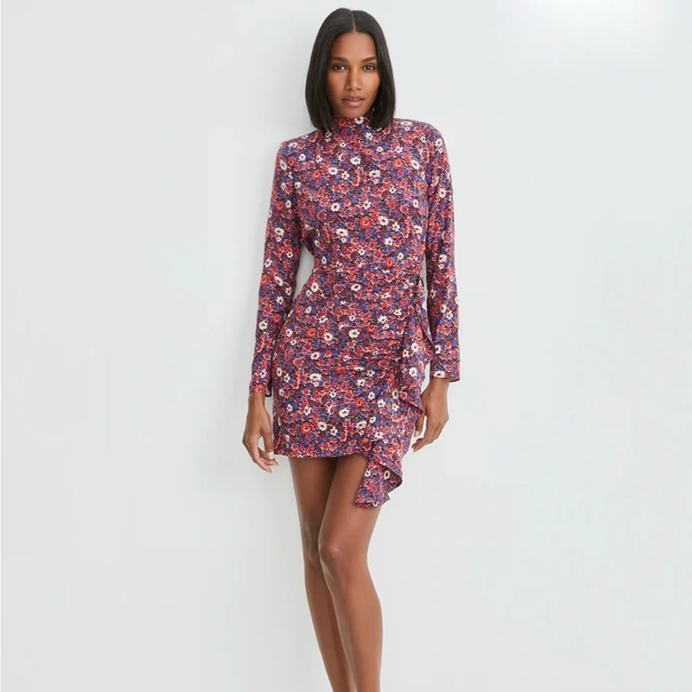 NWT Veronica Beard Louella Dress in Berry Multi Floral Size 8 - Picture 4 of 11